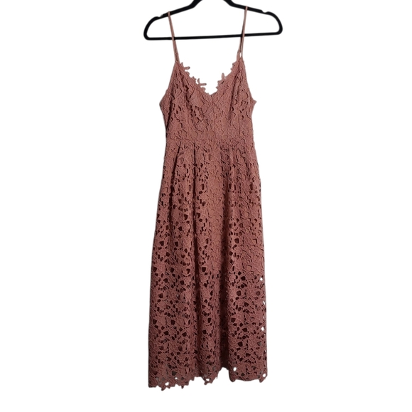 ASTR THE LABEL Pink Lace Midi Cocktail Dress Size Small - Picture 1 of 16